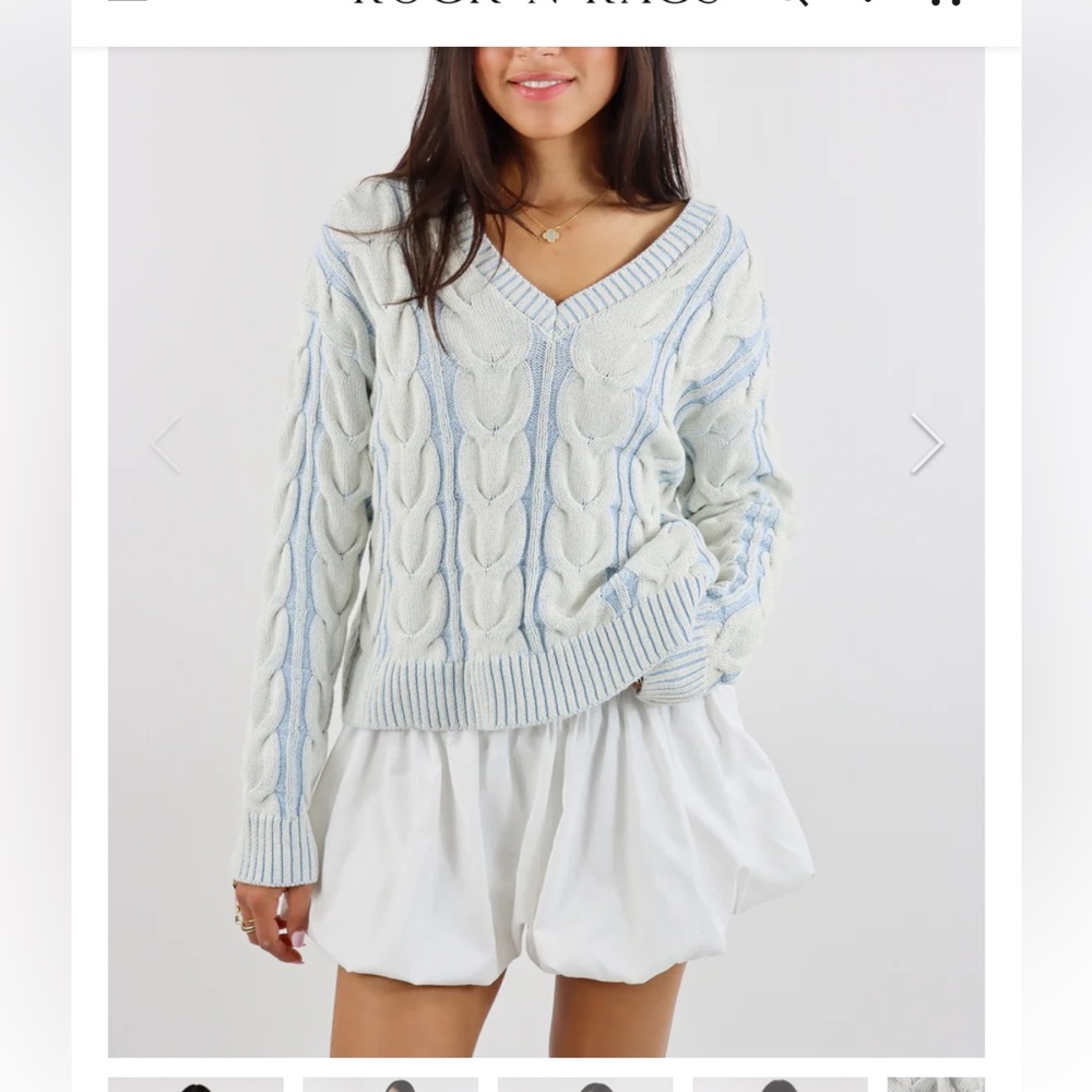 Free People Cable Open Knit Pullover Sweater Sz M washed Blue like new